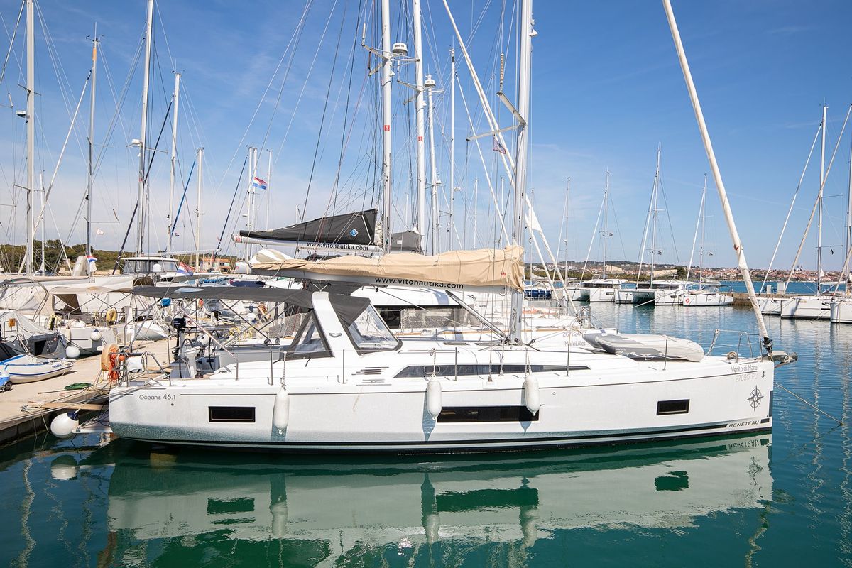 Exterior view of Vento di Mare, a Beneteau Oceanis 46.1 sailboat at Općina Medulin, Croatia
