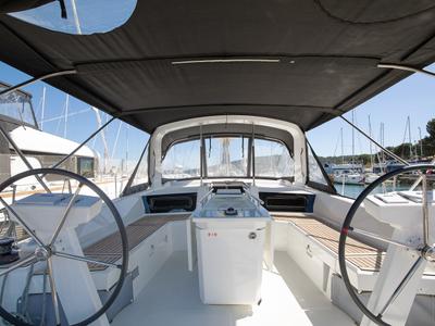 Cockpit of Vento di Mare, a Beneteau Oceanis 46.1 sailboat at Općina Medulin, Croatia