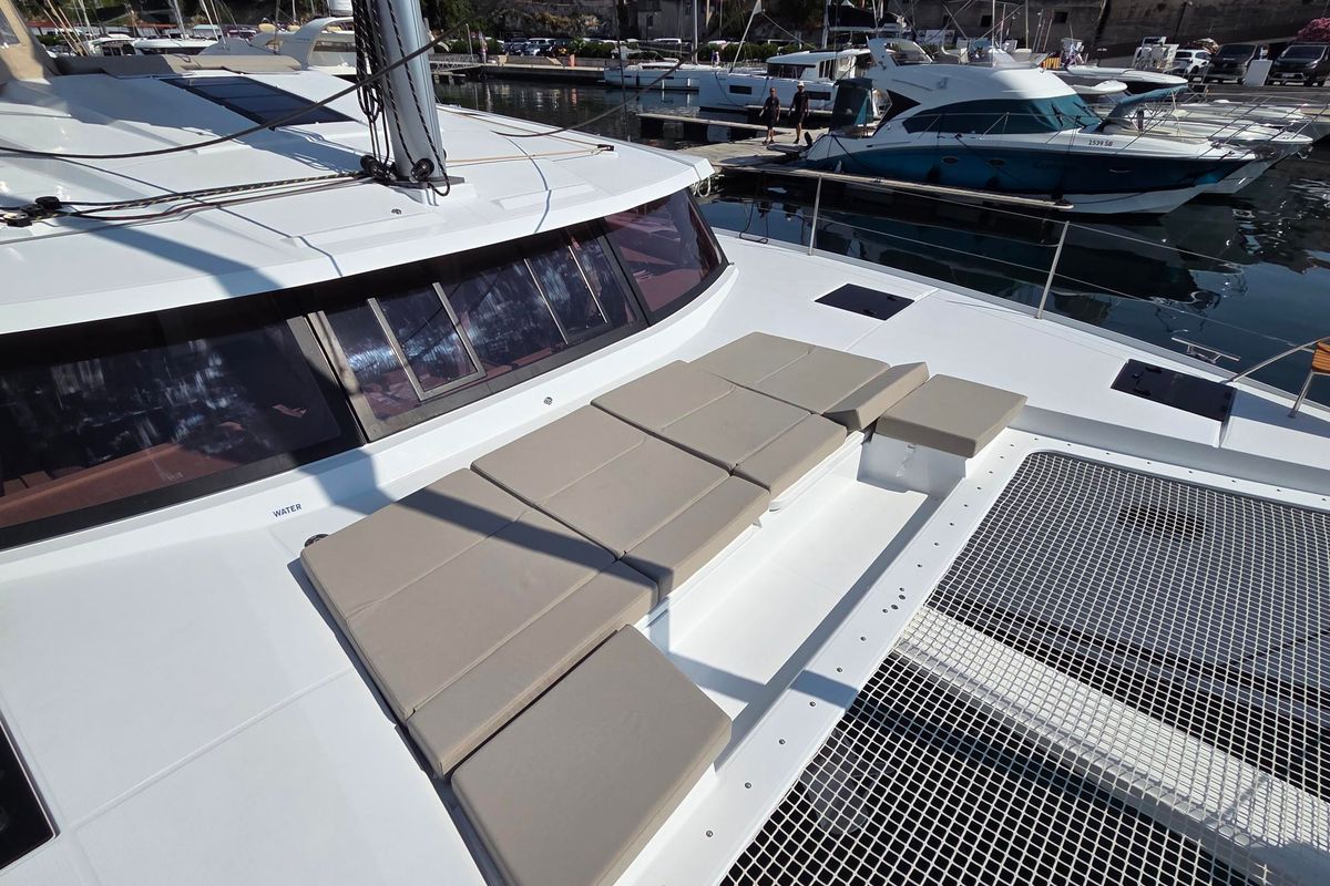 Deck of Adriatic Breeze, a Fountaine Pajot Astrea 42 catamaran at Grad Šibenik, Croatia