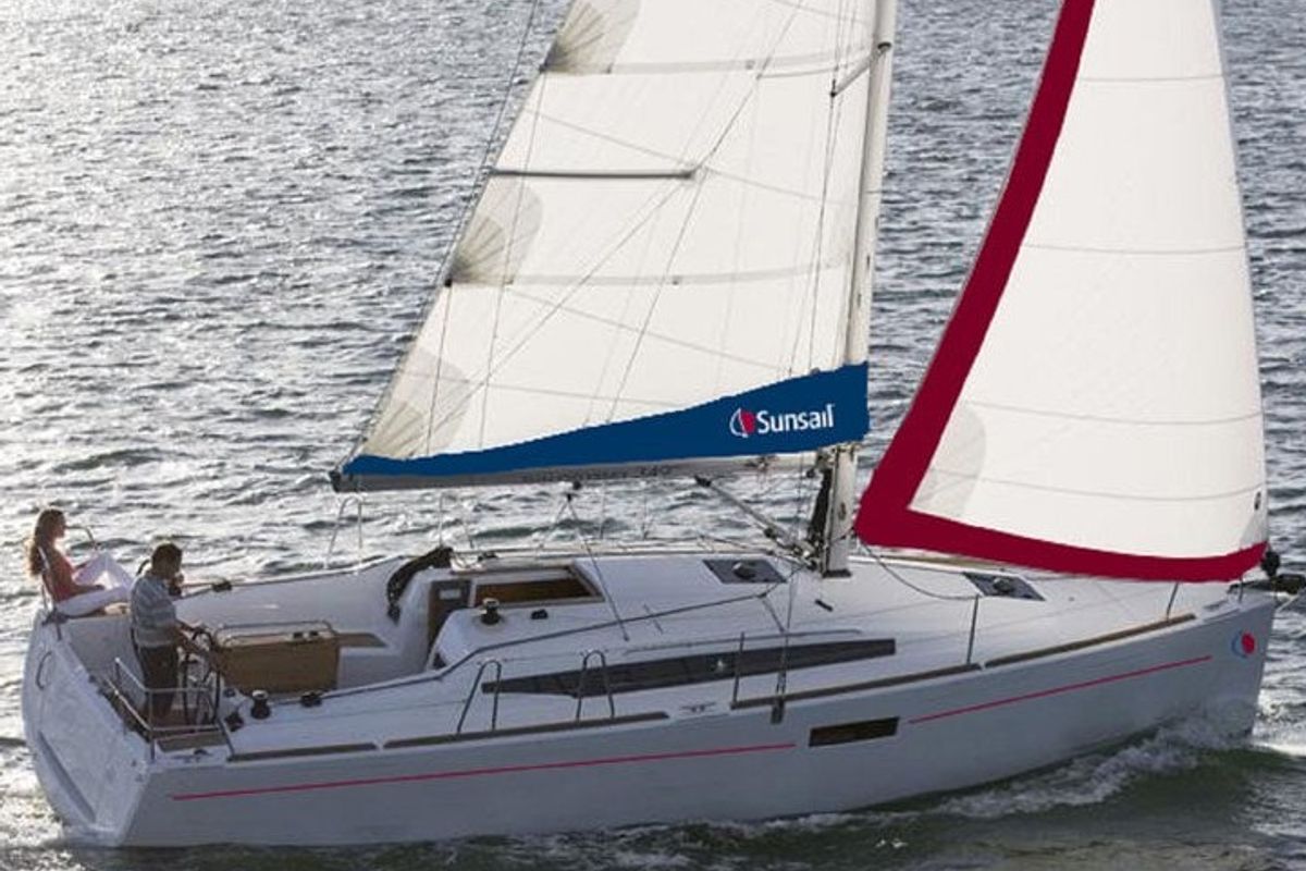 Exterior view of Oceanis 34.1 Premium, a Beneteau Oceanis 34.1 sailboat at Municipal Unit of Lefkada, Greece