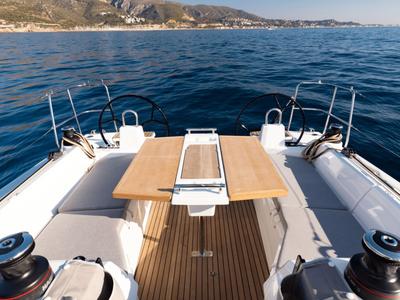 Cockpit of Oceanis 34.1 Premium, a Beneteau Oceanis 34.1 sailboat at Municipal Unit of Lefkada, Greece