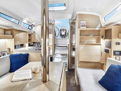 Salon of Oceanis 34.1 Premium, a Beneteau Oceanis 34.1 sailboat at Municipal Unit of Lefkada, Greece