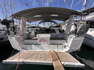 Deck of Felice, a Hanse Yachts Hanse 460 sailboat at Seget Donji, Croatia