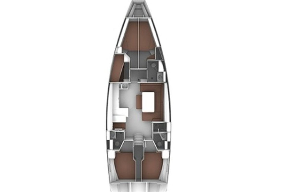 Floor plan of AF-BC51, a Bavaria Cruiser 51 sailboat at Municipal Unit of Rhodes, Greece