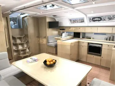 Galley of AF-BC51, a Bavaria Cruiser 51 sailboat at Municipal Unit of Rhodes, Greece