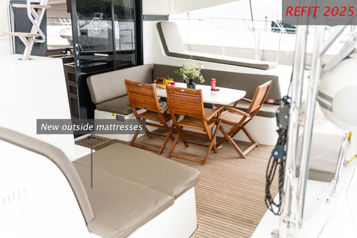 Deck of ZETA, a Lagoon 42 catamaran at Grad Šibenik, Croatia