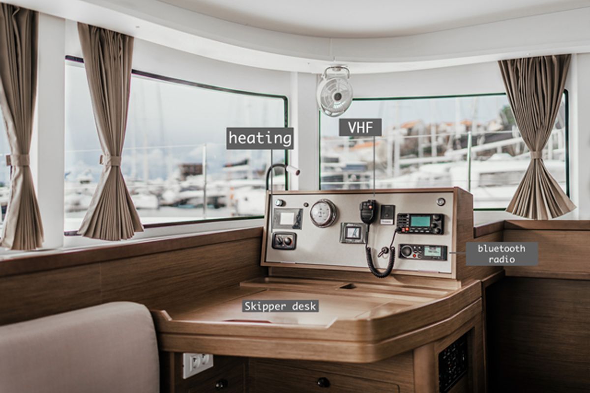Cockpit of ZETA, a Lagoon 42 catamaran at Grad Šibenik, Croatia