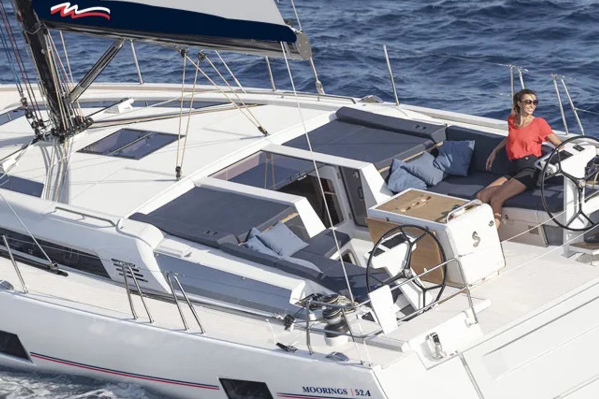 Exterior view of Moorings 52.4 Club, a Jeanneau Sun Odyssey 52.2 sailboat at Road Town, British Virgin Islands