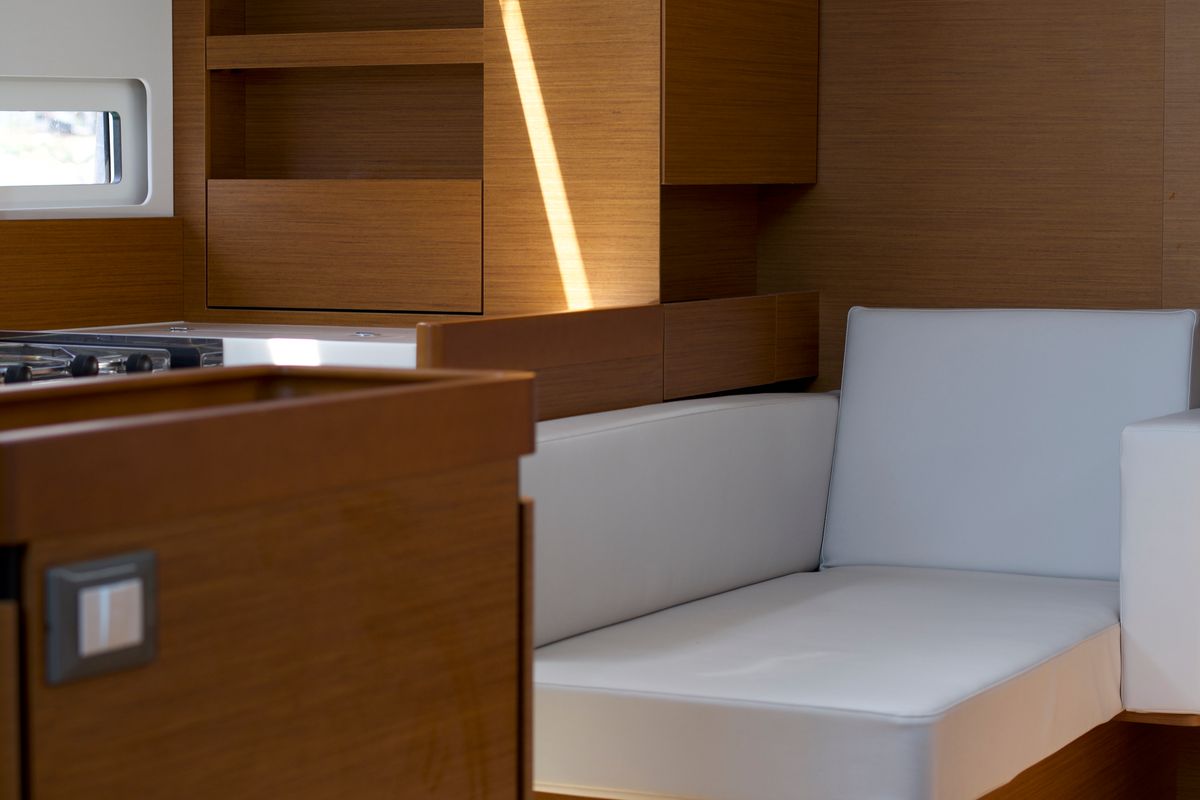 Salon of Eugenia, a Jeanneau Sun Odyssey 410 sailboat at Skiathos, Greece