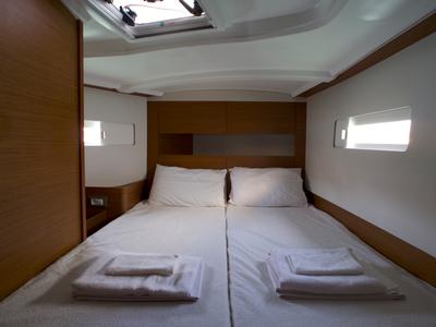 Cabin on Eugenia, a Jeanneau Sun Odyssey 410 sailboat at Skiathos, Greece