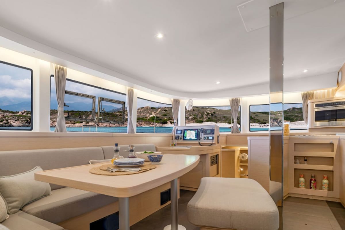 Salon of Ivan Nonno, a Lagoon 42 catamaran at Fethiye, Turkey