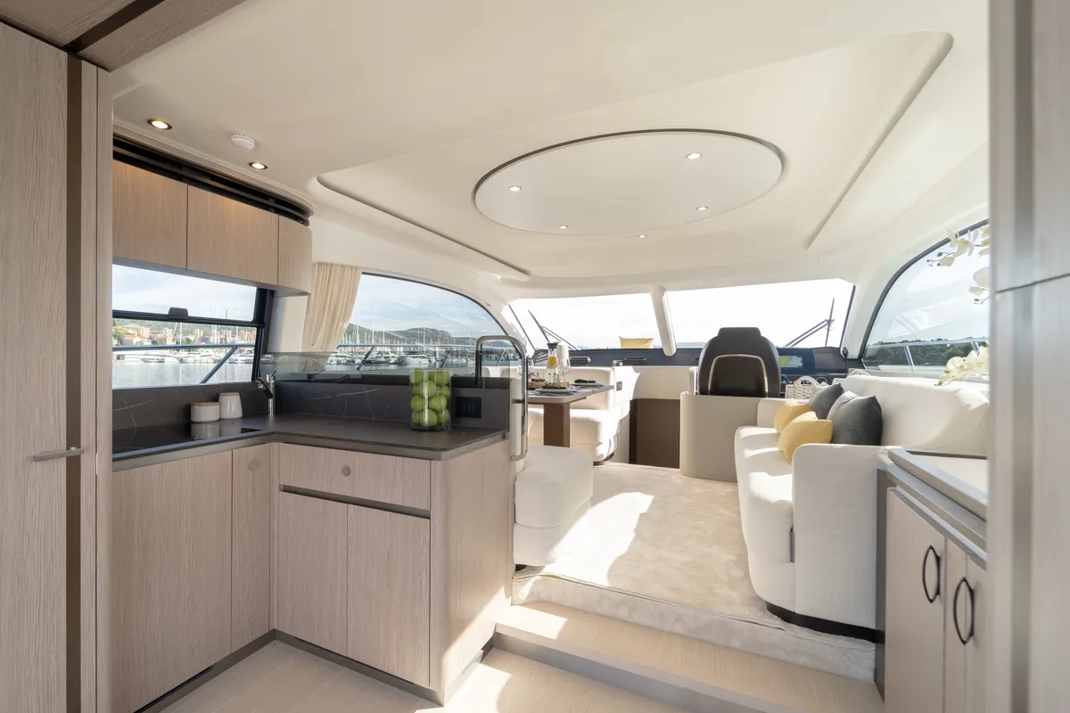 Galley of NALU, a Azimut 53 Fly motorboat at Grad Šibenik, Croatia