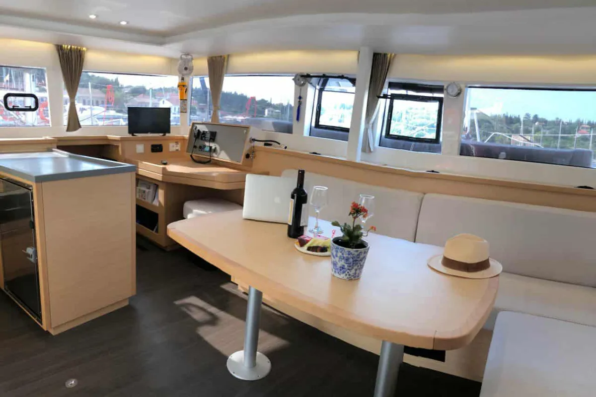 Salon of Lagoon 450F built 2019 Generator, A/C, Watermaker, a Lagoon 450 Fly catamaran at Municipal Unit of Lefkada, Greece