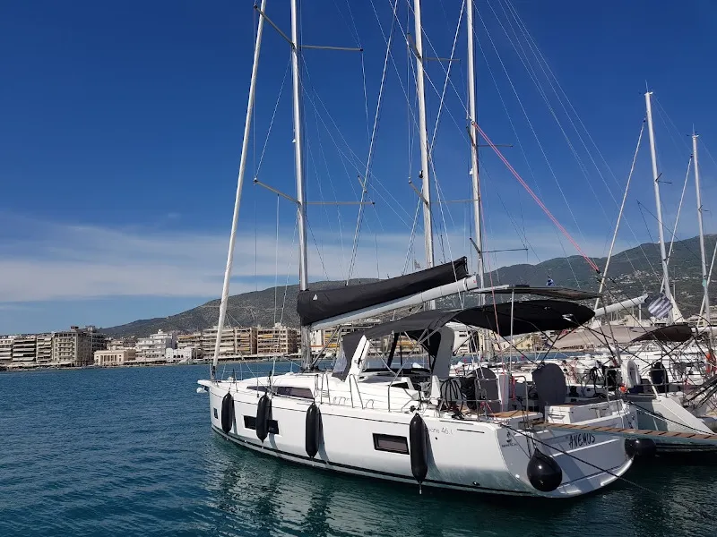 Exterior view of Anemos, a Beneteau Oceanis 46.1 sailboat at Volos Municipality, Greece