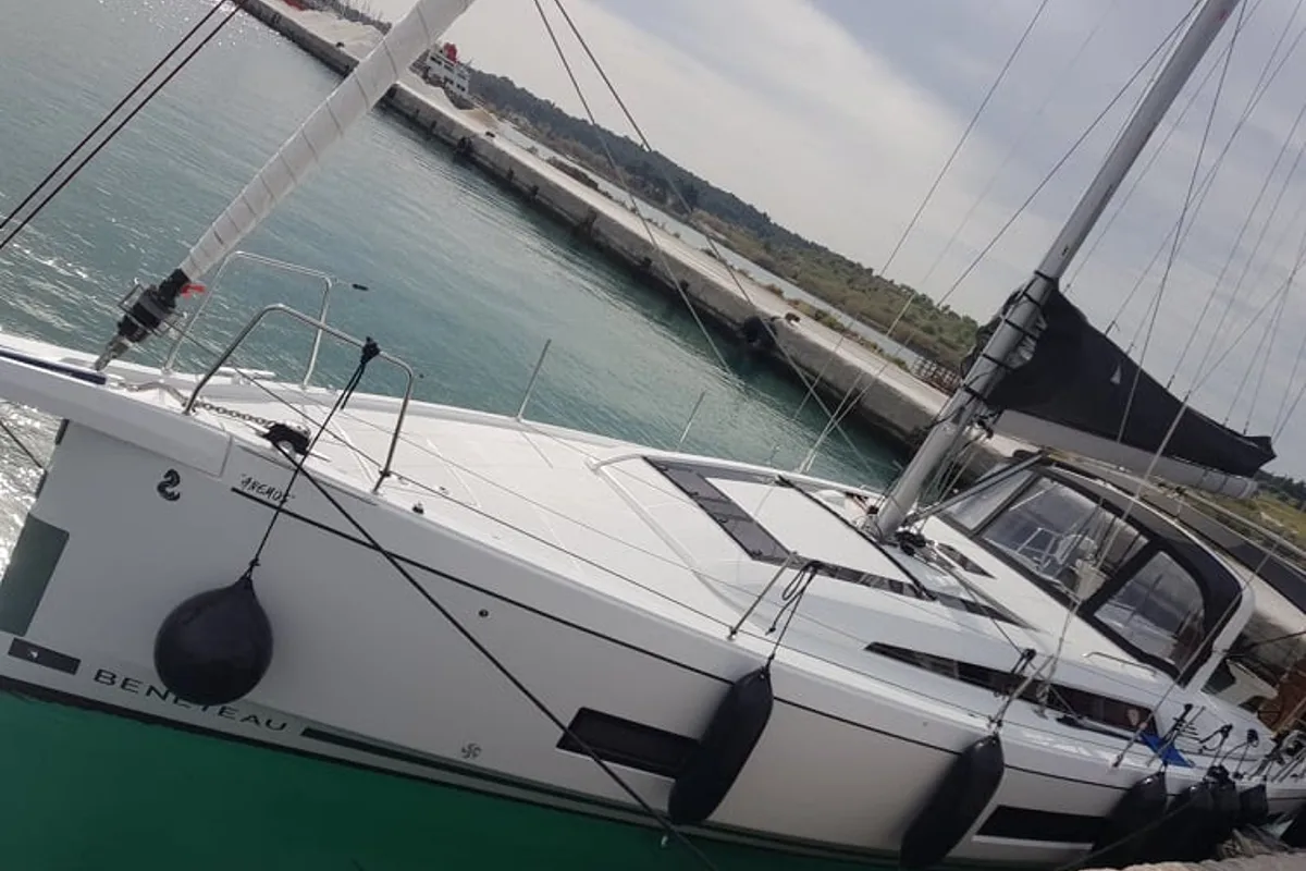 Exterior view of Anemos, a Beneteau Oceanis 46.1 sailboat at Volos Municipality, Greece