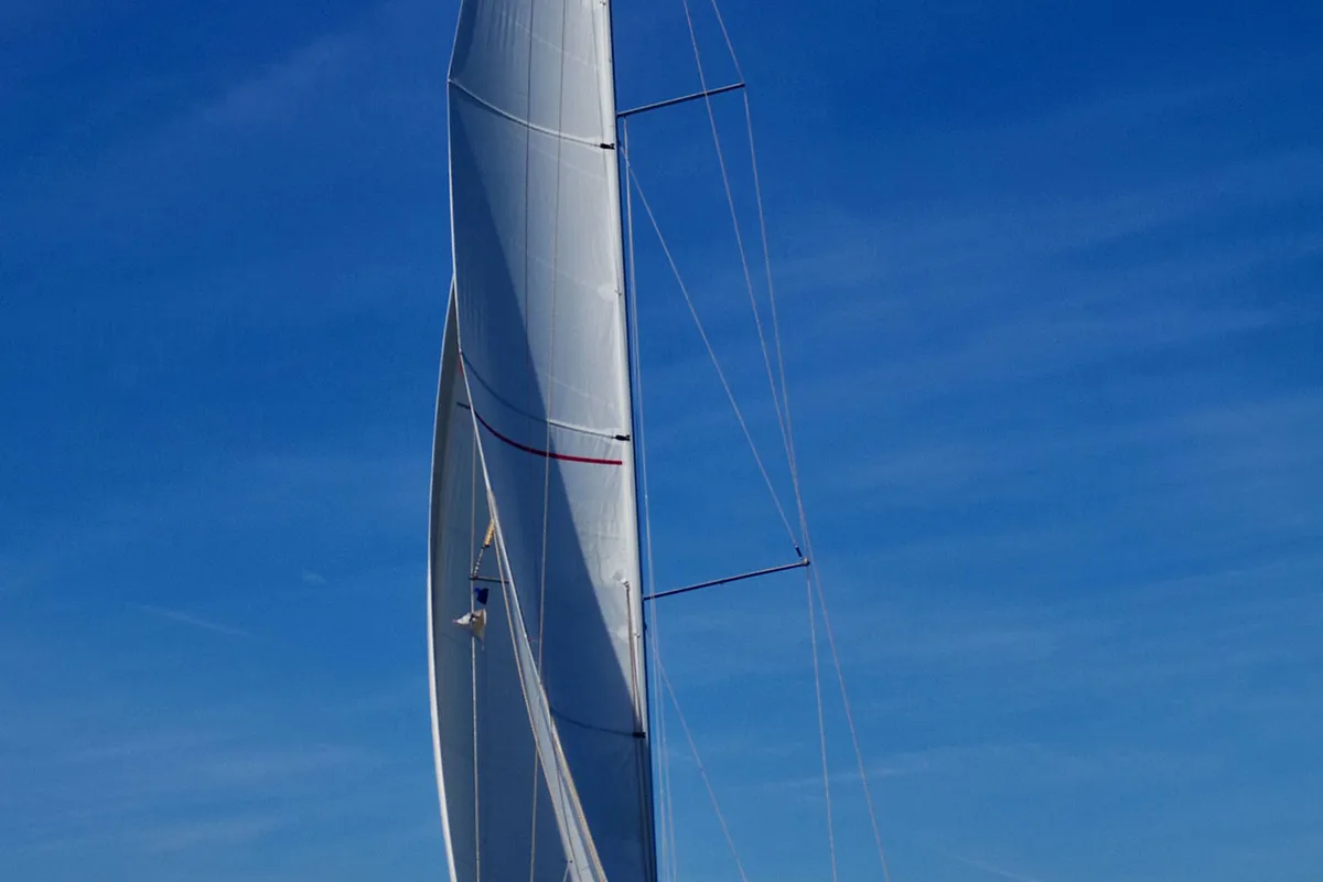 Exterior view of Stella, a Dufour 520 Grand Large sailboat at Puntone di Scarlino, Italy