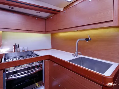 Galley of Stella, a Dufour 520 Grand Large sailboat at Puntone di Scarlino, Italy