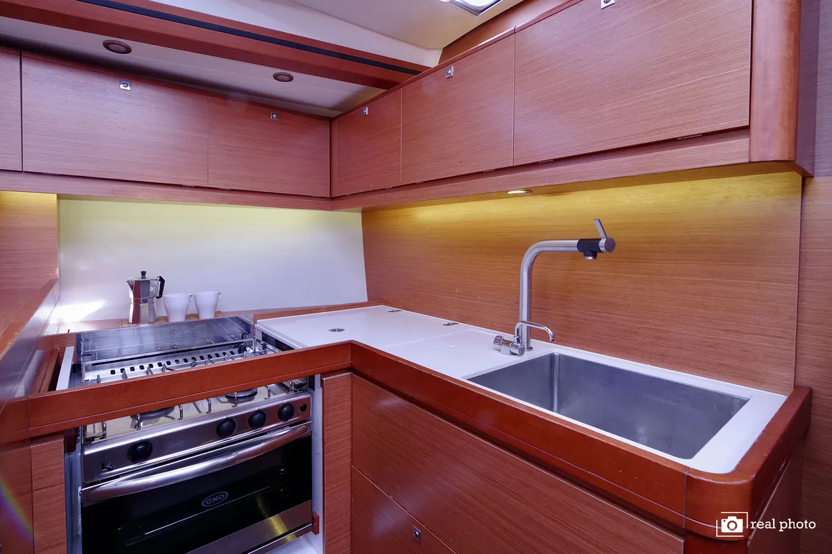 Galley of Stella, a Dufour 520 Grand Large sailboat at Puntone di Scarlino, Italy