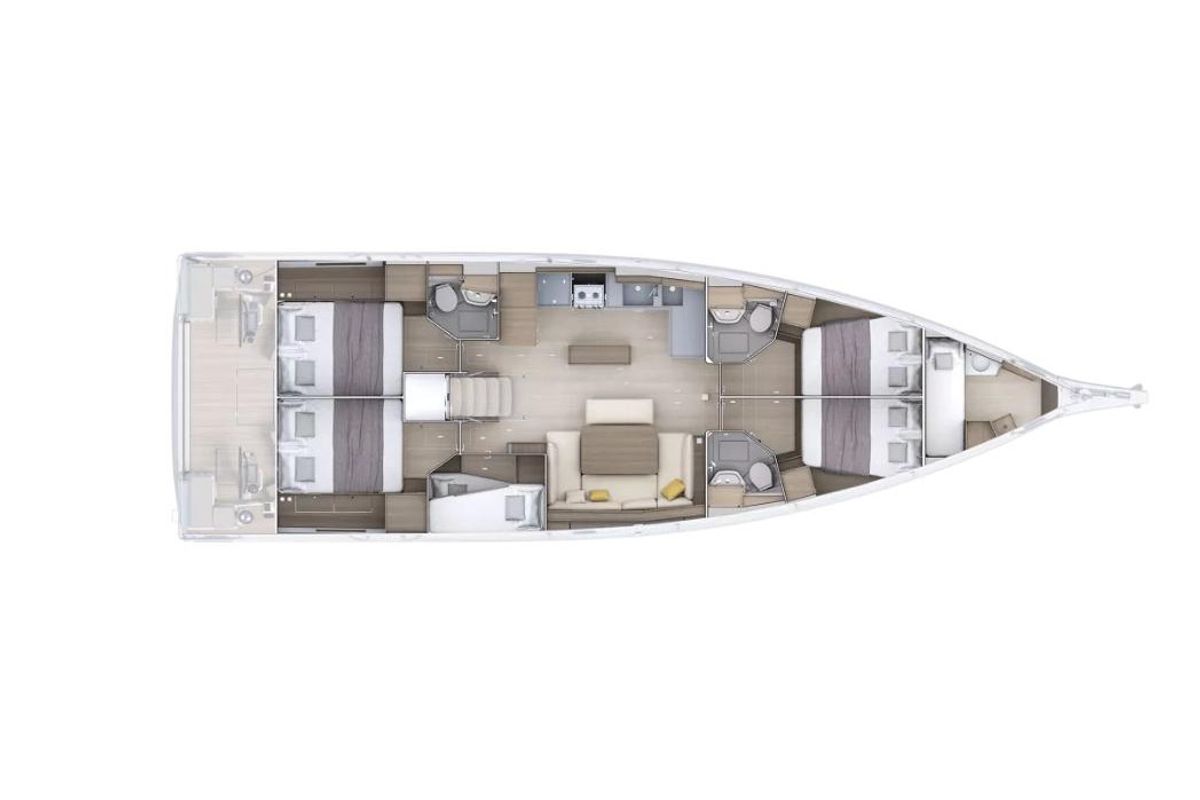 Floor plan of Pandora - Comfort line, a Beneteau Oceanis 52 sailboat at Tonnarella, Italy