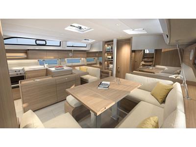 Salon of Pandora - Comfort line, a Beneteau Oceanis 52 sailboat at Tonnarella, Italy