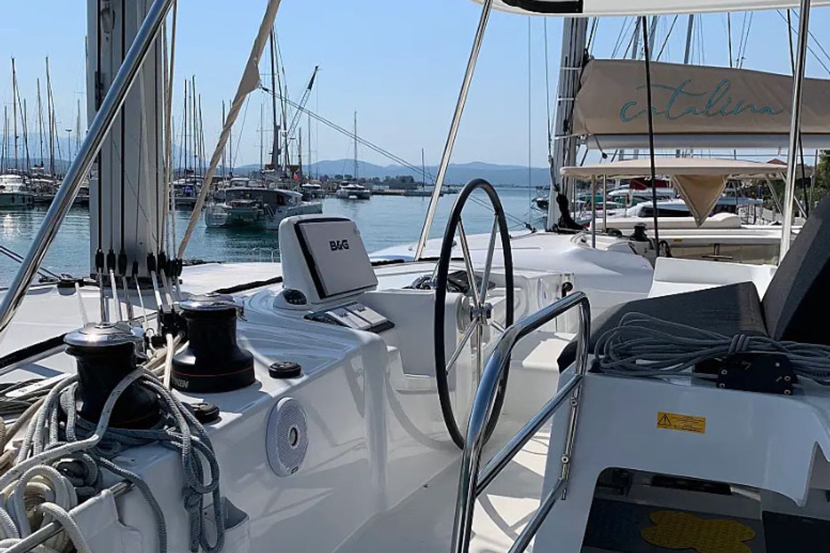 Cockpit of Selene | A/C generator watermaker, a Lagoon 46 catamaran at Municipal Unit of Anaktorio, Greece