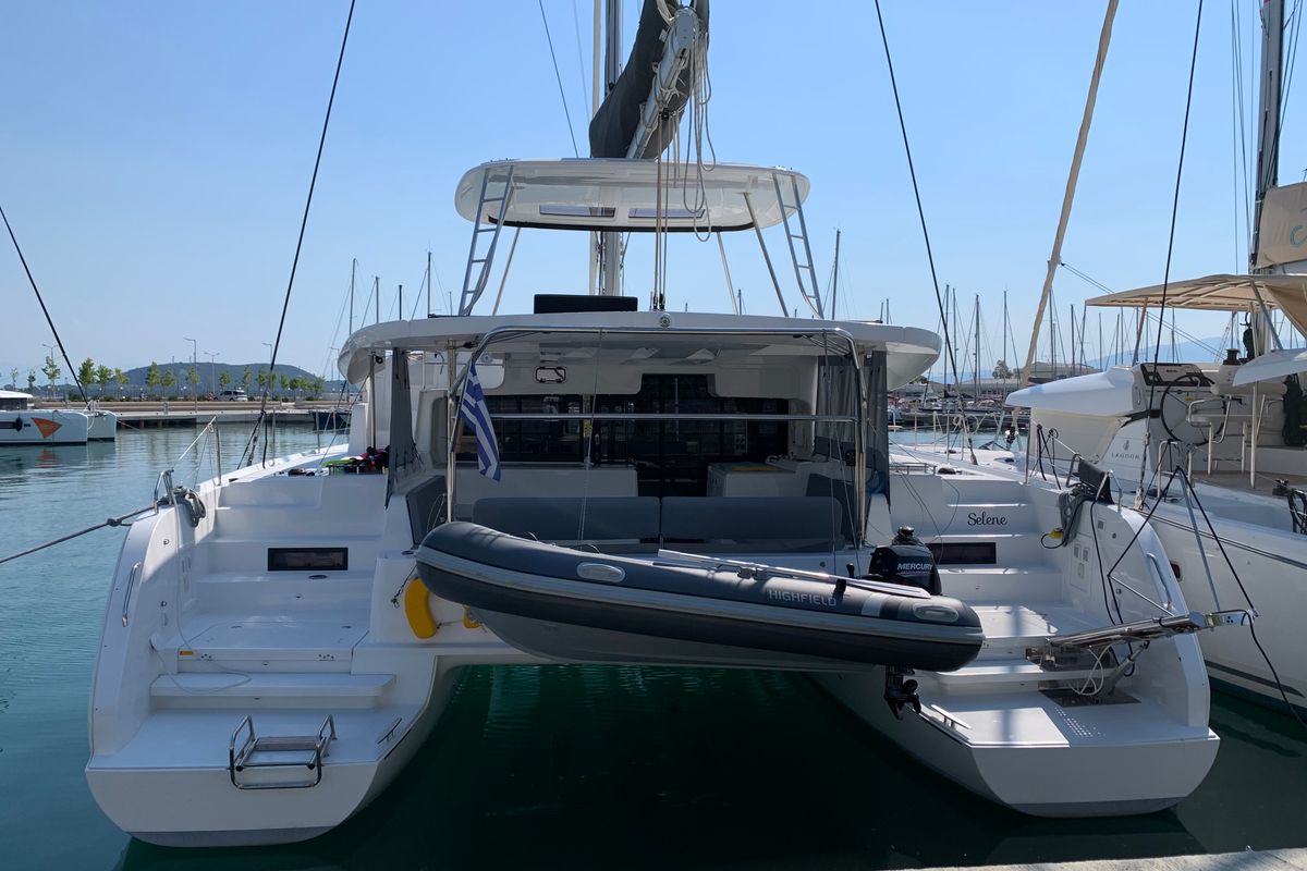 Exterior view of Selene | A/C generator watermaker, a Lagoon 46 catamaran at Municipal Unit of Anaktorio, Greece