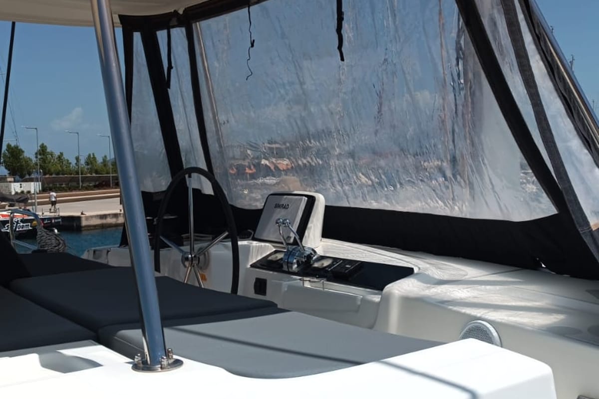 Cockpit of Selene | A/C generator watermaker, a Lagoon 46 catamaran at Municipal Unit of Anaktorio, Greece