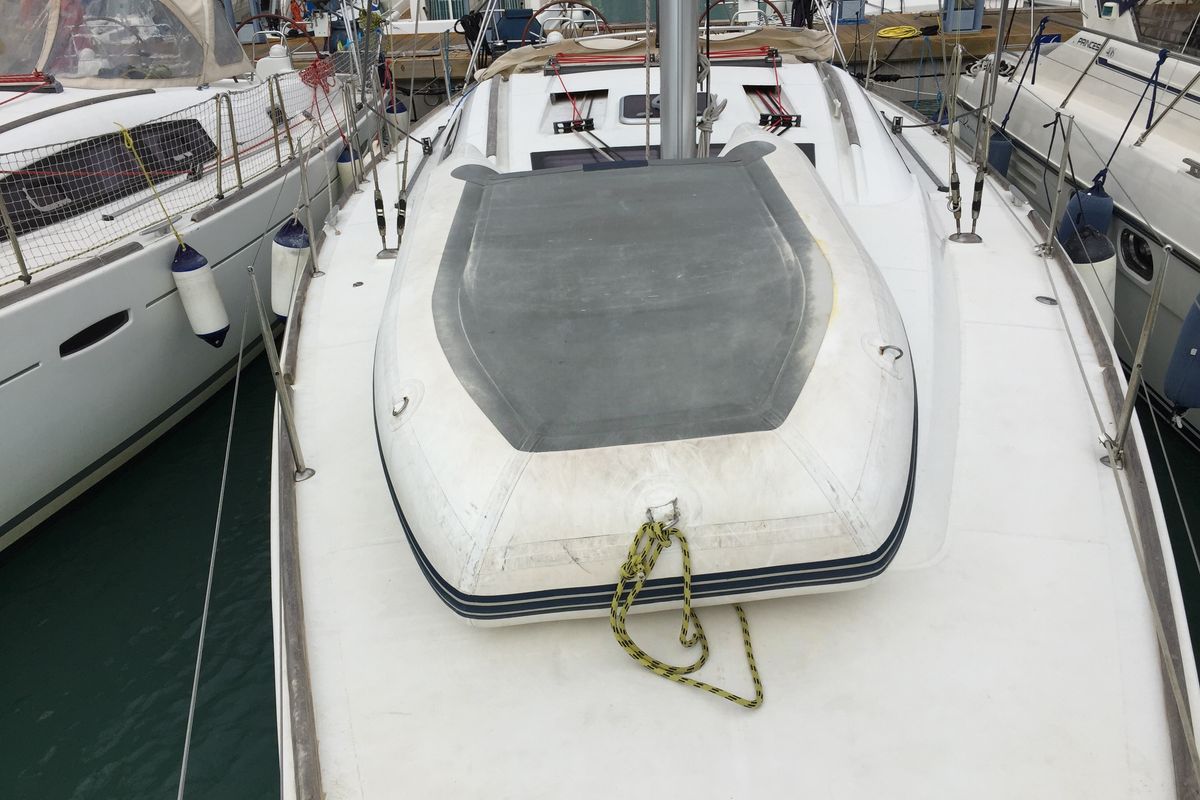 Exterior view of Silly Shark (GND), a Beneteau Oceanis 43 sailboat at Grand Anse, Grenada