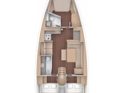 Floor plan of Dancer, a Dufour 430 sailboat at Charlotte Amalie, United States