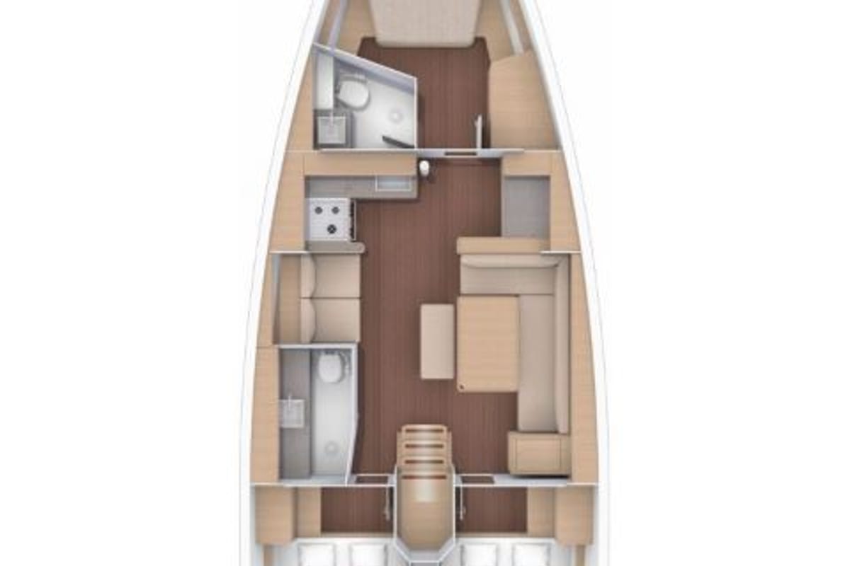Floor plan of Dancer, a Dufour 430 sailboat at Charlotte Amalie, United States