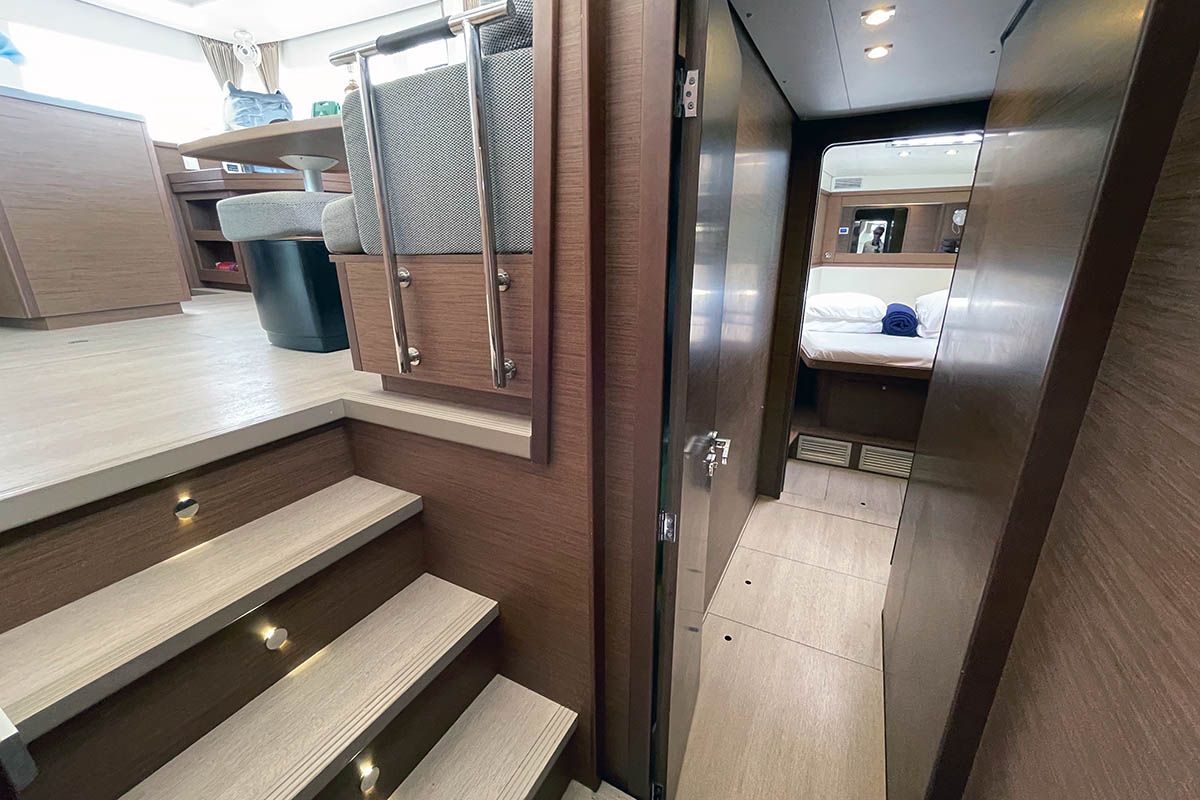 Cabin on Rimta, a Lagoon 450 F catamaran at Athens, Greece