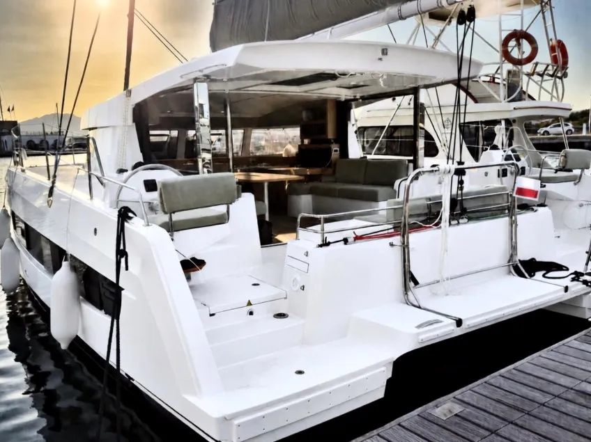 Comfort, a Bali Bali Catsmart catamaran at Olbia, Italy