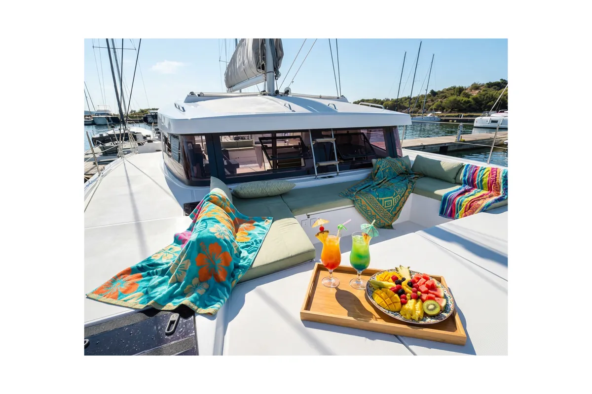 Comfort, a Bali Bali Catsmart catamaran at Olbia, Italy