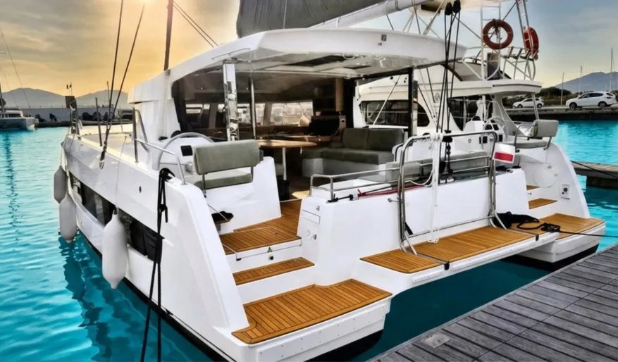 Comfort, a Bali Bali Catsmart catamaran at Olbia, Italy