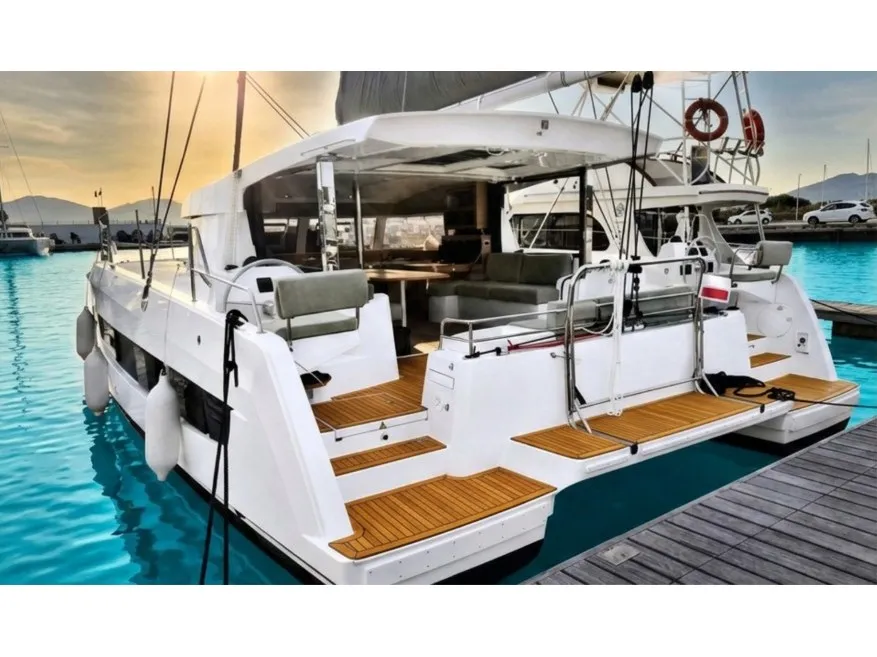 Comfort, a Bali Bali Catsmart catamaran at Olbia, Italy