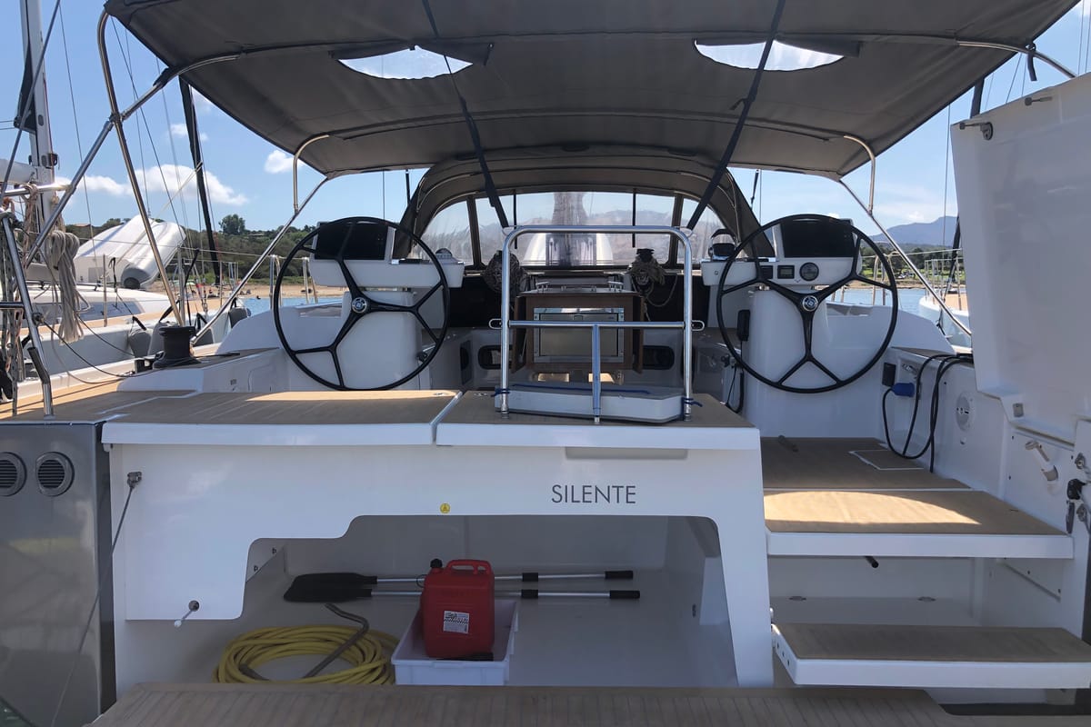 Head on Silente, a Dufour 56 Exclusive sailboat at Olbia, Italy