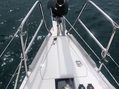 Deck of AirTime 3, a Elan Impression 45.1 sailboat at Mali Lošinj, Croatia