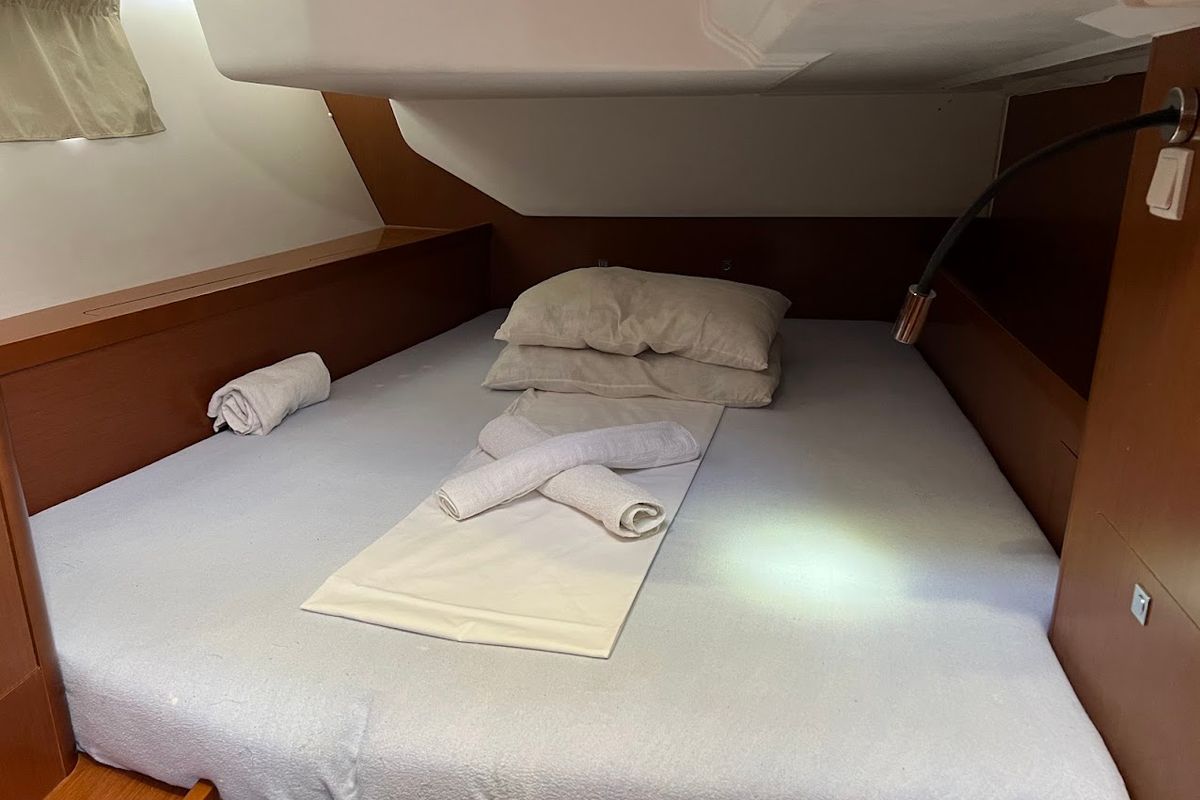 Cabin on Beautiful Love, a Beneteau Oceanis 45 sailboat at Kontokali, Greece