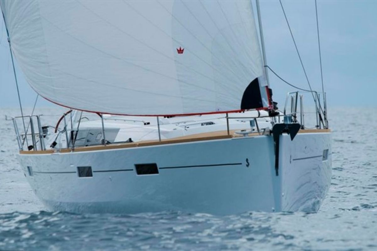 Exterior view of Beautiful Love, a Beneteau Oceanis 45 sailboat at Kontokali, Greece