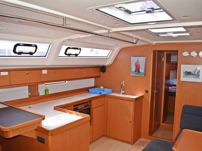 Galley of Podkamenica, a Bavaria Cruiser 51 sailboat at Grad Kaštela, Croatia