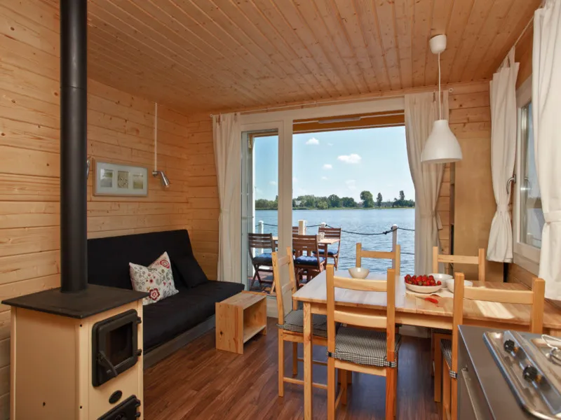 Salon of BunBo I, a De Drait Houseboat motorboat at Drachten, Netherlands