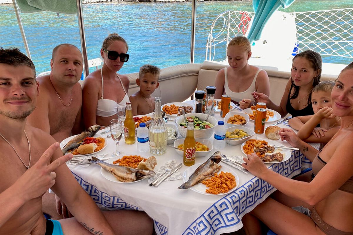 Deck of My Way, a Fountaine Pajot Lipari 41 catamaran at Kaş, Turkey
