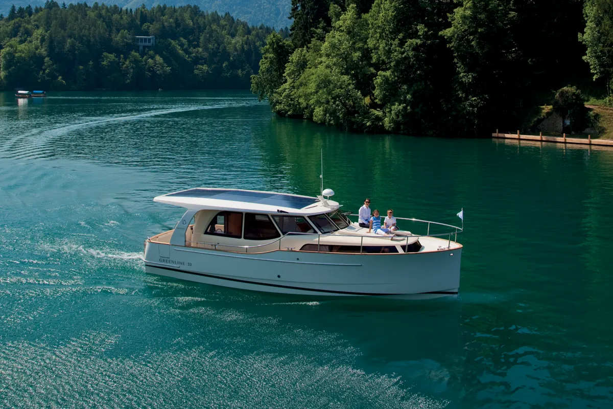 Exterior view of Kragero, a Greenline 33 yacht at Porsgrunn, Norway