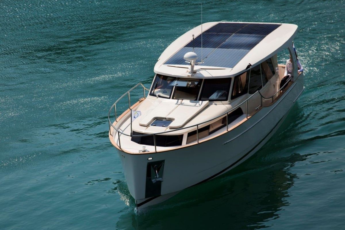 Exterior view of Kragero, a Greenline 33 yacht at Porsgrunn, Norway