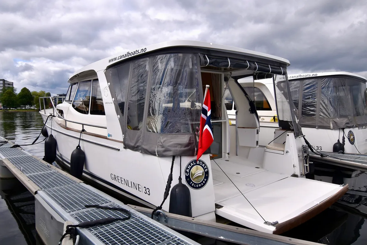 Exterior view of Kragero, a Greenline 33 yacht at Porsgrunn, Norway