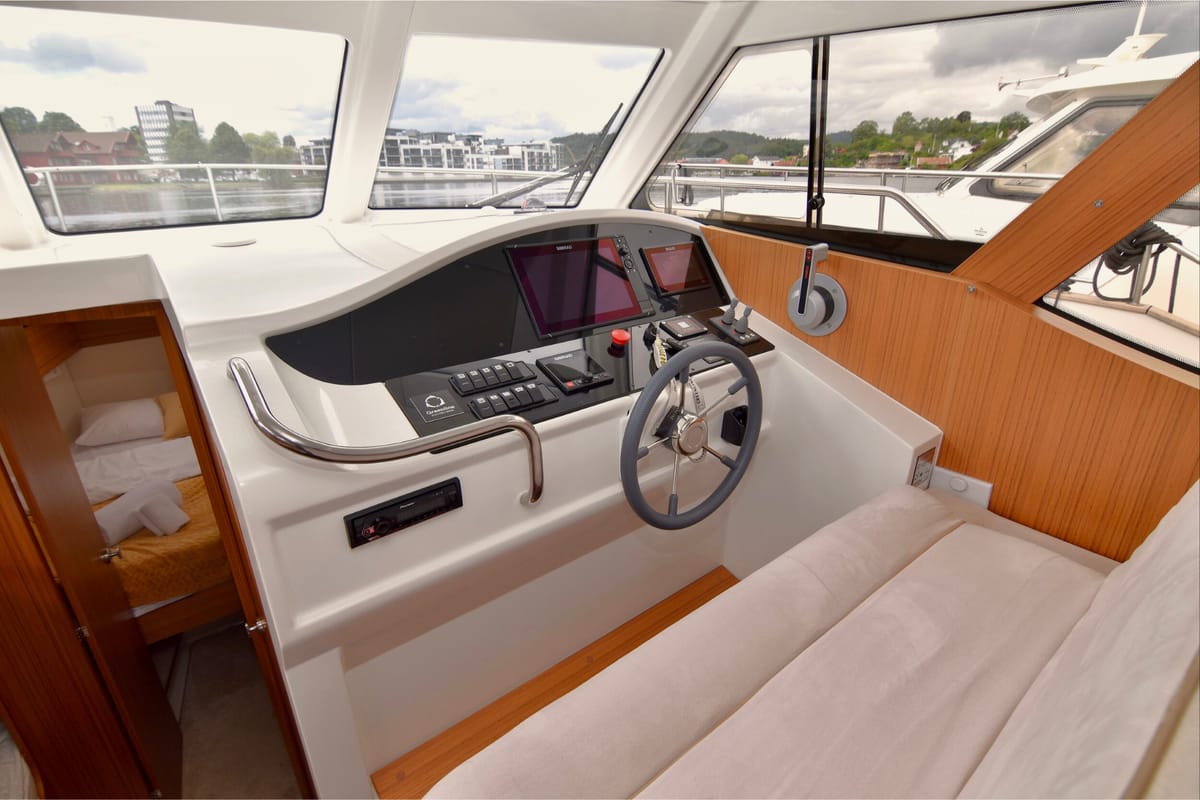 Cockpit of Kragero, a Greenline 33 yacht at Porsgrunn, Norway