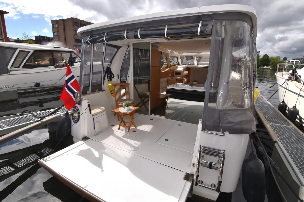 Deck of Kragero, a Greenline 33 yacht at Porsgrunn, Norway
