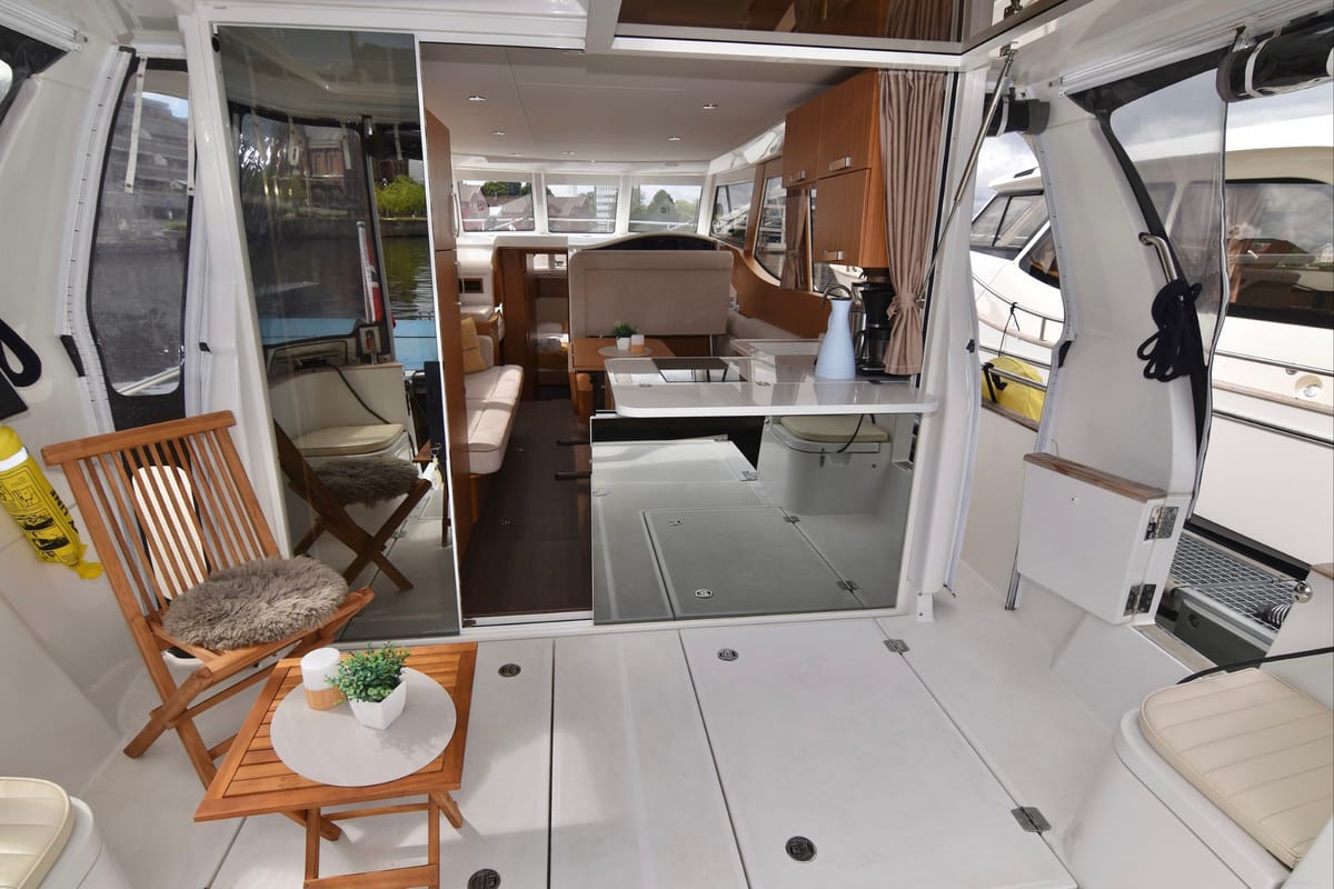 Deck of Kragero, a Greenline 33 yacht at Porsgrunn, Norway