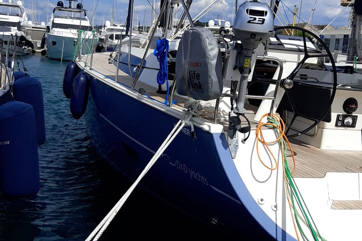 Exterior view of CHABLIES, a D&D Kufner 54 sailboat at Grad Trogir, Croatia