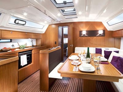 Salon of Odysseus, a Bavaria Cruiser 46 sailboat at Athens, Greece